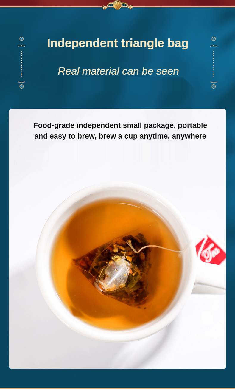 Tea bag steeping in a cup of slimming tea herbal tea health-enhancing herbal tea