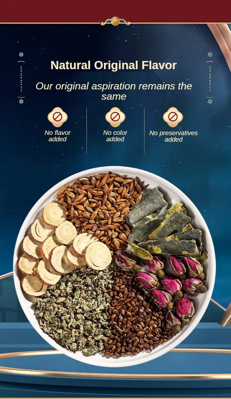 Bowl of natural ingredients for slimming tea and herbal tea health-enhancing herbal tea