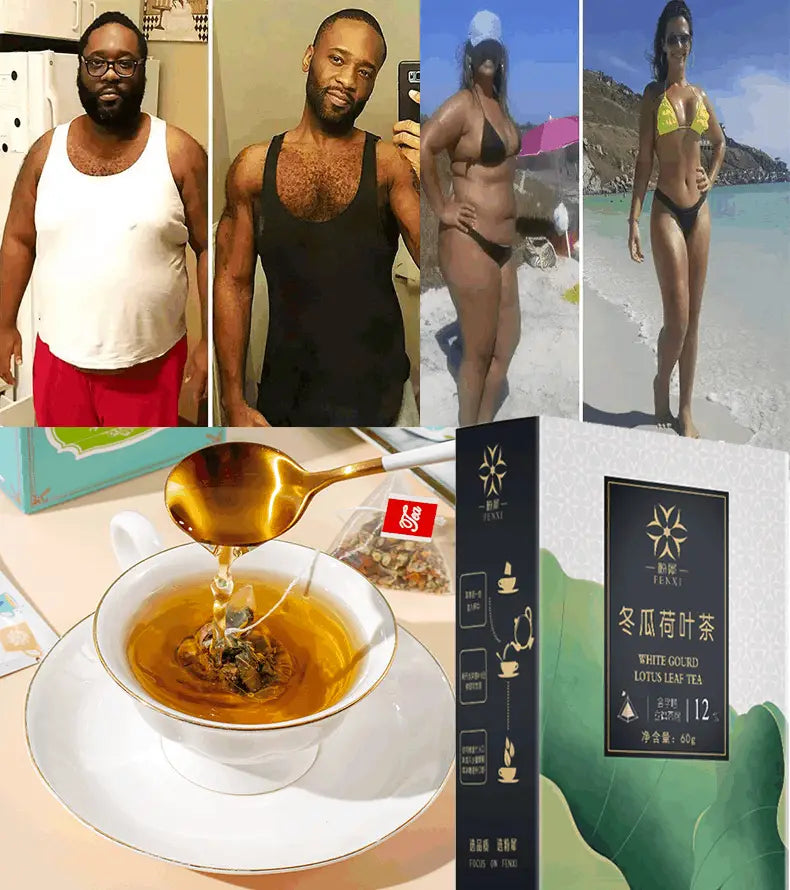 Weight loss tea advertisement showcasing Slimming Tea, Herbal Tea Health, and health-enhancing herbal tea
