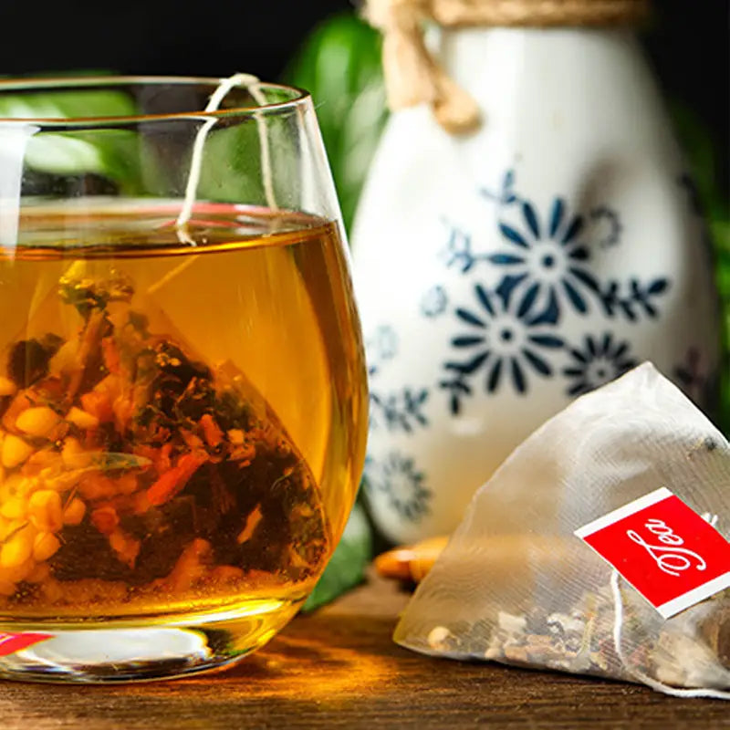 Brewed herbal tea with Poria Cocos highlighting antioxidant properties and health benefits