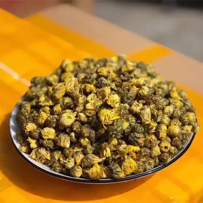 Dried chrysanthemum flowers from Health-Enhancing Herbal Tea with hovenia dulcis thunb, tangerine peel, and volatile oils