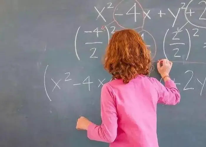 Girl writing math on chalkboard with Lung Tea Health-Enhancing Herbal Tea featuring Siraitia Grosvenorii and Boat-Fruited Sterculia for cough relief