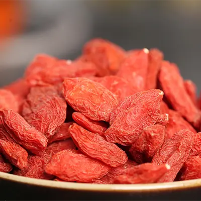 Pile of dried goji berries for Liver Detox herbal tea with Chrysanthemum Cassia Seed