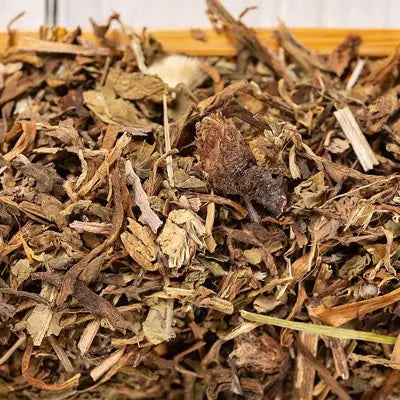 Dried herbal tea blend supporting detoxification with tangerine peel for expulsion