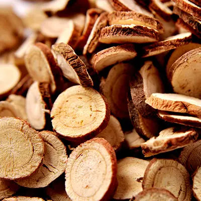 Sliced dried licorice root for Gout Tea herbal tea with poria cocos and antioxidant benefits