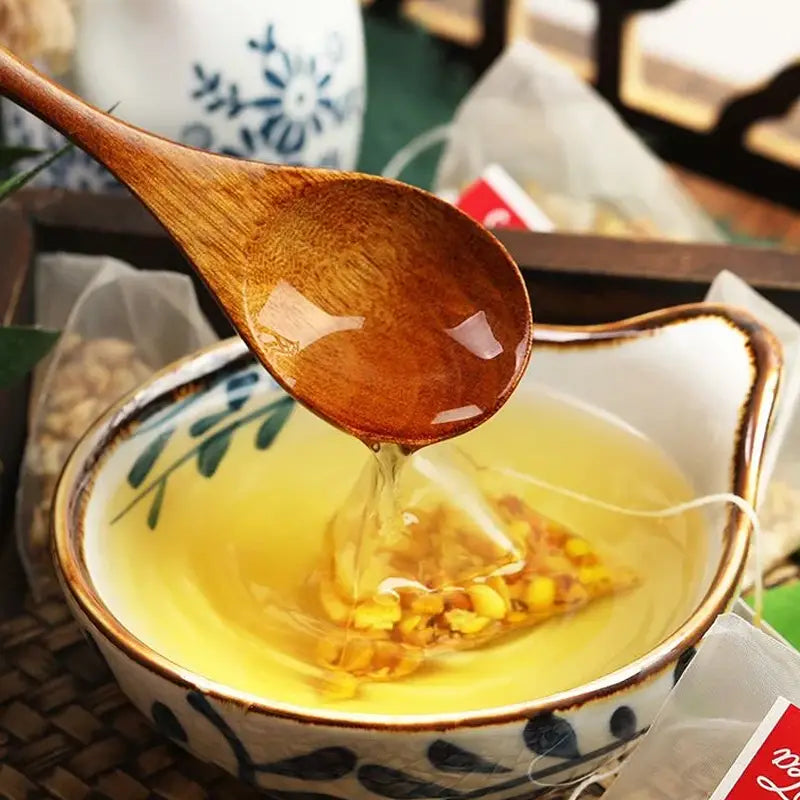 Honey-sweetened Red Bean Barley Tea supporting detox with herb tea for detox and tangerine peel expulsion